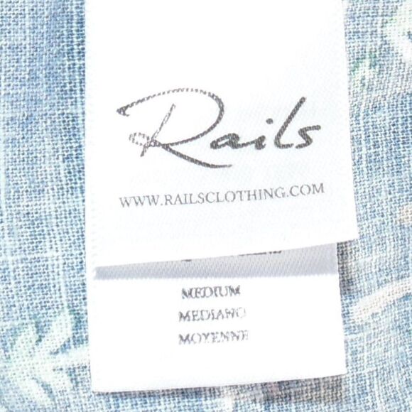 RAILS Shirt, M, Carson, Blue,  Palm Trees/Umbrellas, Buttons, Pocket - Picture 13 of 16